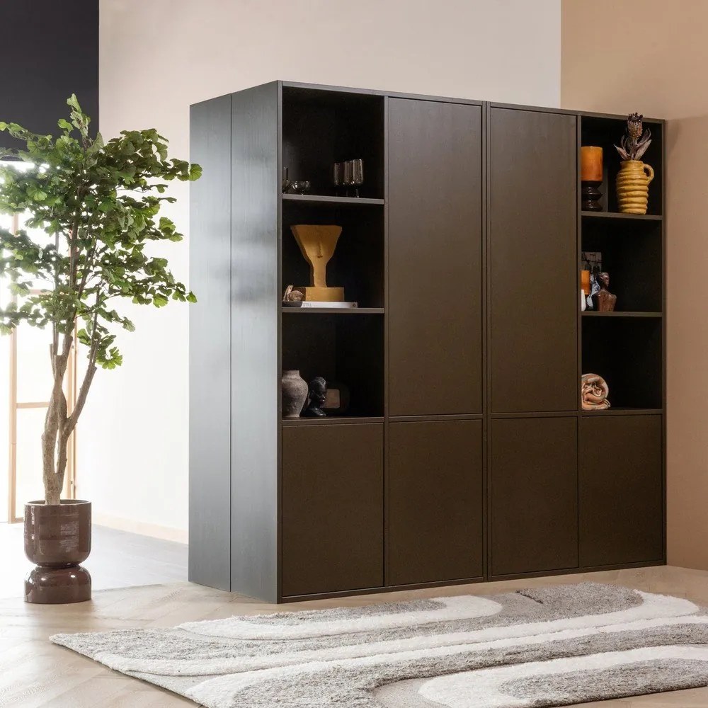 Ciemnobrązowa szafka modułowa z litego drewna sosnowego 108x215 cm Meggy – WOOOD