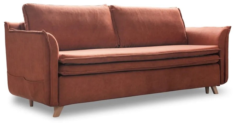 Ceglasta aksamitna rozkładana sofa 225 cm Charming Charlie – Miuform