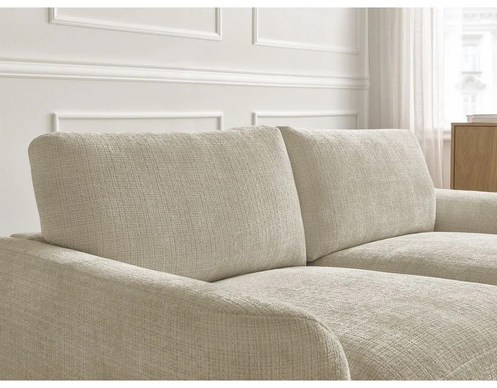 Beżowy narożnik z tkaniny szenilowej (prawostronny/z szezlongiem) Leonore – Bobochic Paris