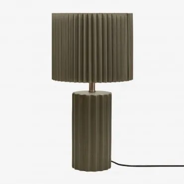 Lampa Stołowa Z Ceramiki I Tkaniny Marvila ↑45 Cm & Wojskowa Zieleń - Sklum