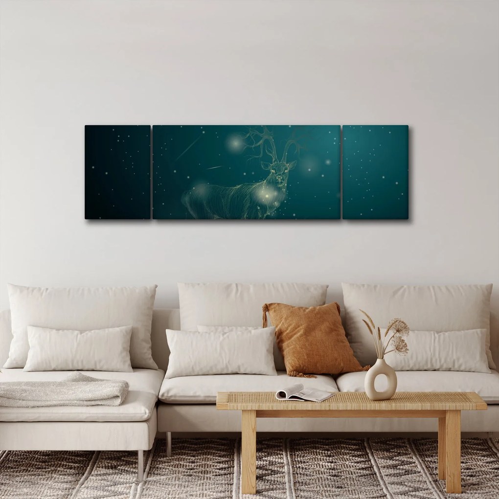 Obraz - Magiczny jeleń w nocy (170x50 cm)