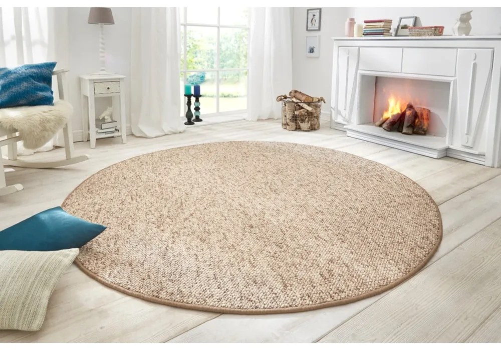 Jasnobrązowy okrągły dywan ø 200 cm Wolly – BT Carpet