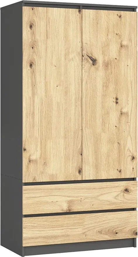 Dwudrzwiowa szafa szary + dąb artisan F4-D18