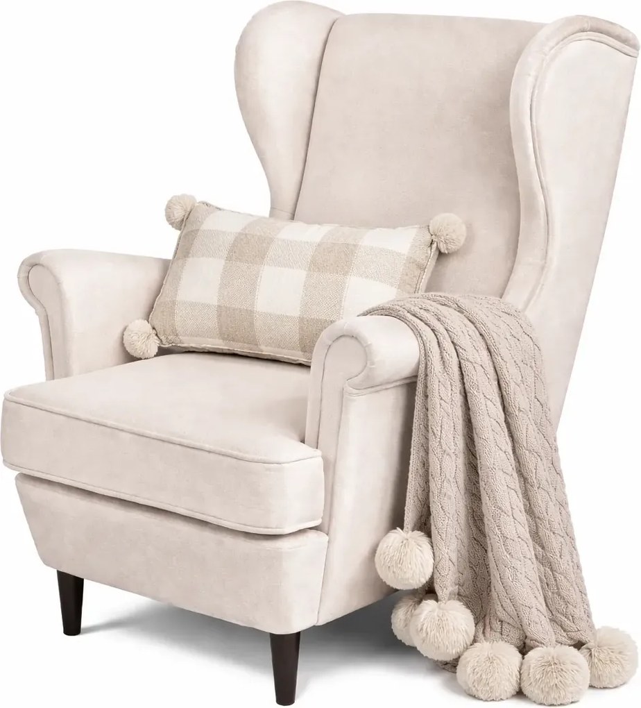 Beżowy tapicerowany fotel wypoczynkowy Z5-R84