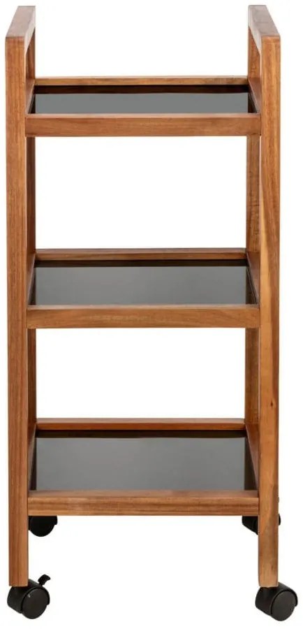 Mobilny regał z drewna akacji FONDI, 3 poziomy, wys. 76,5 cm