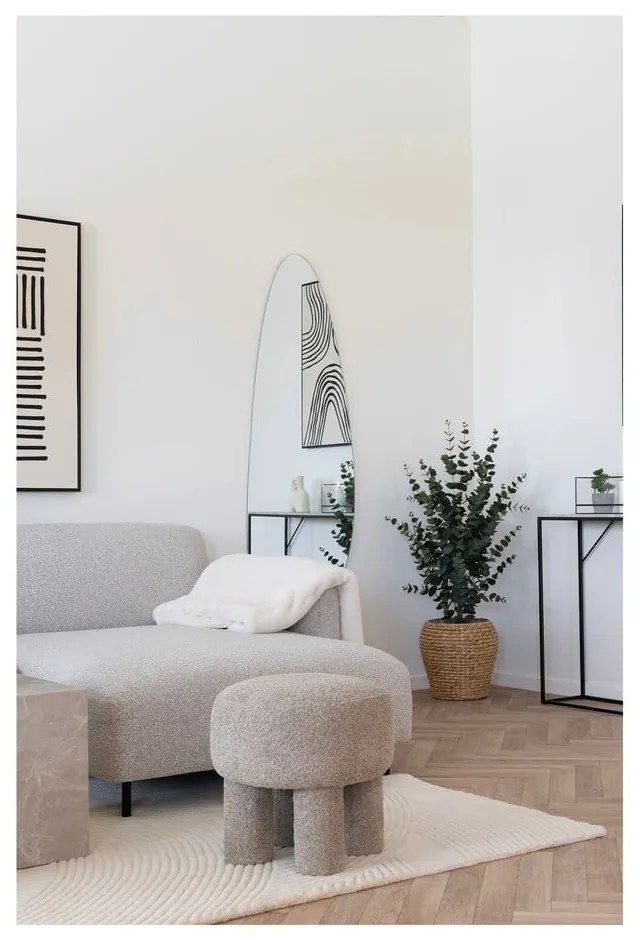 Jasnoszary puf z materiału bouclé Perth – House Nordic