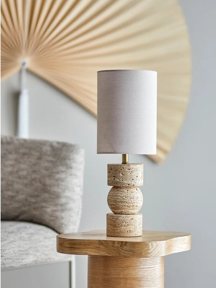 Kamienna lampa stołowa w naturalnym kolorze z tekstylnym kloszem (wysokość 53 cm) Marci – Bloomingville