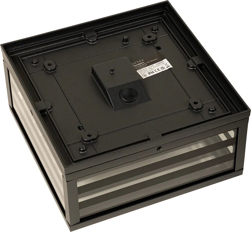 Nowoczesna lampa sufitowa zewnętrzna czarna szklana 2-światłowa IP44 - Reims