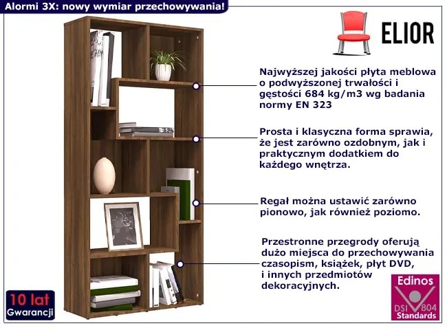 Regał Na Nowoczesny Książki Brązowy Dąb D0-B15