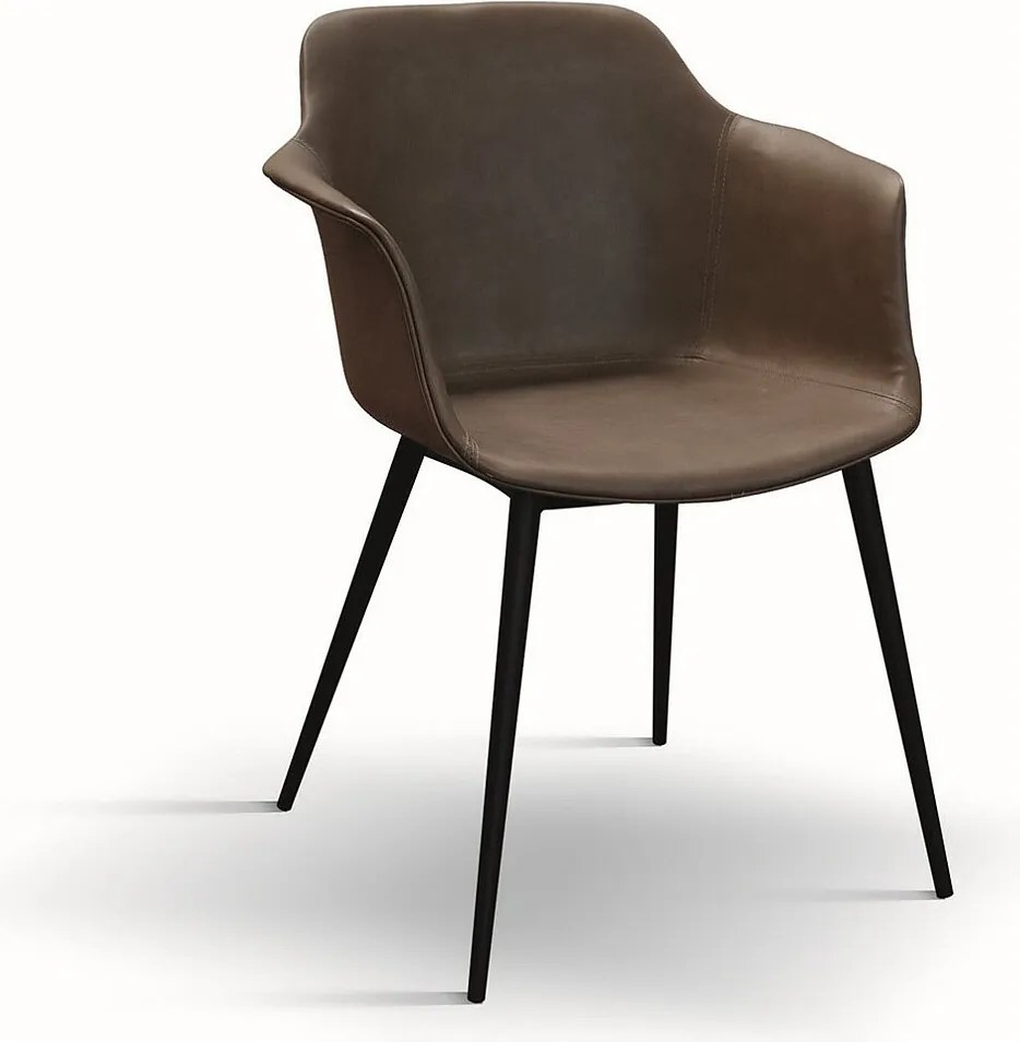 Zestaw 4 brązowych krzeseł ze sztucznej skóry - CANNES