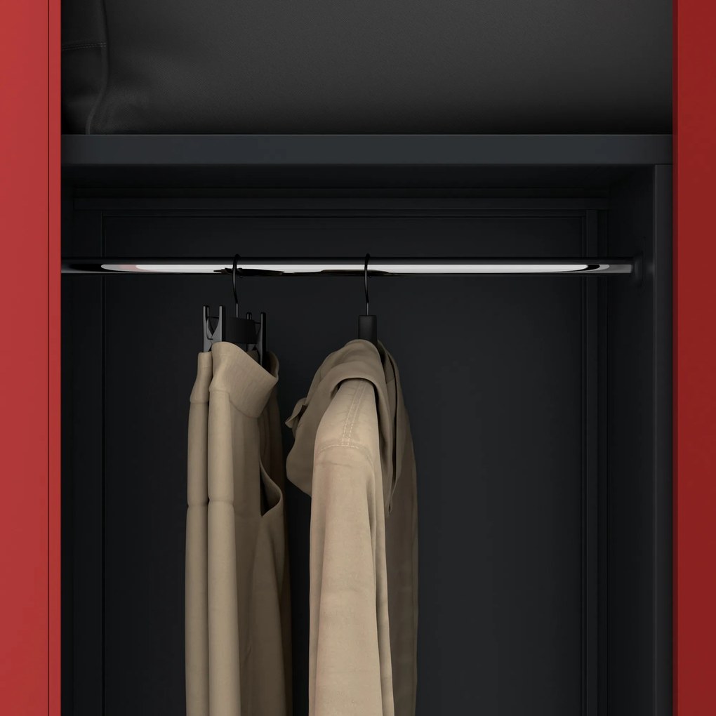 Szafa gospodarcza zamykana DAWID 900 x 1850 x 450 mm, antracytowo-czerwona