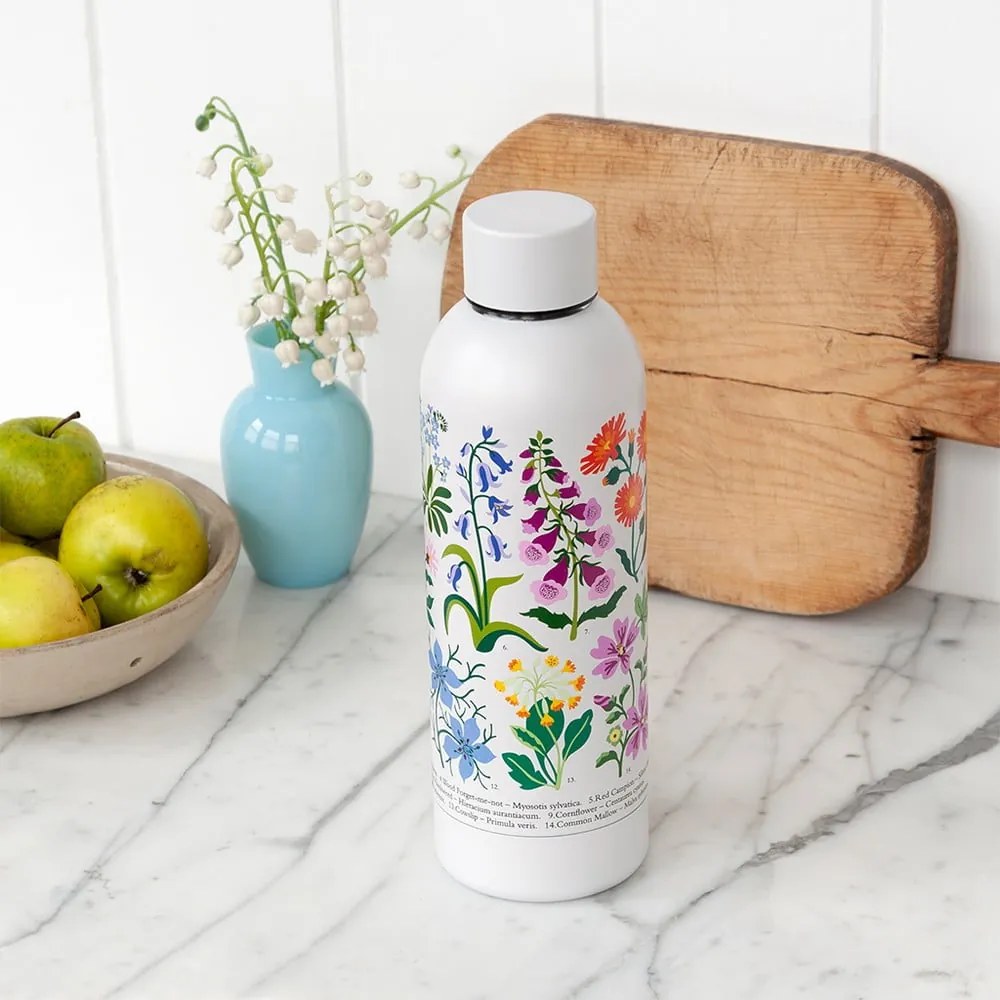 Biała butelka ze stali nierdzewnej 500 ml Wild Flowers – Rex London