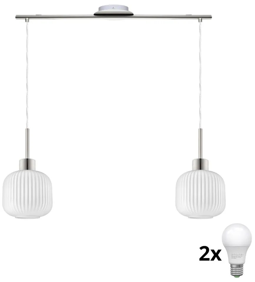 LED żyrandol na linkach HARMA 2xE27/60W/230V matowy chrom/biały