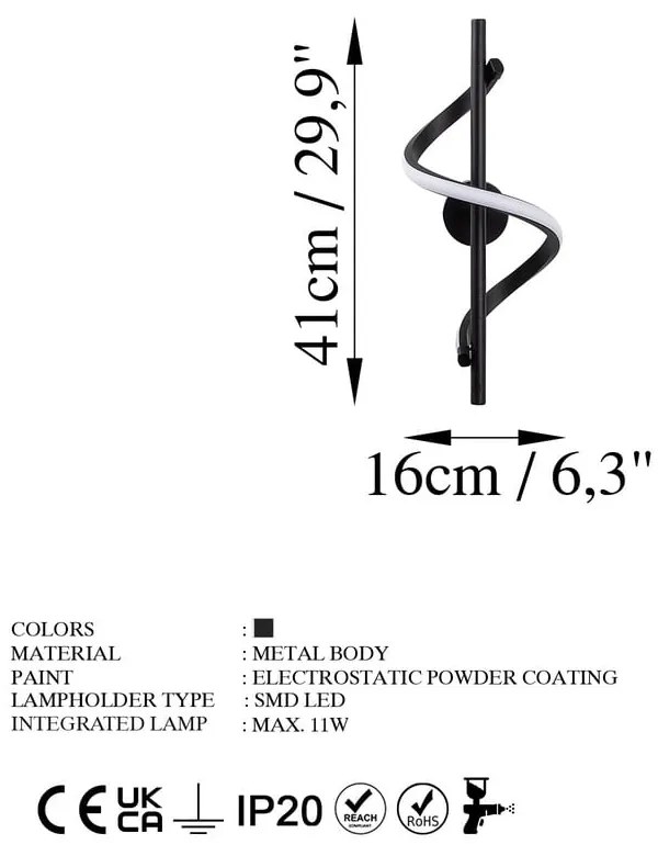 Czarny kinkiet LED ø 7 cm Likma – Opviq lights