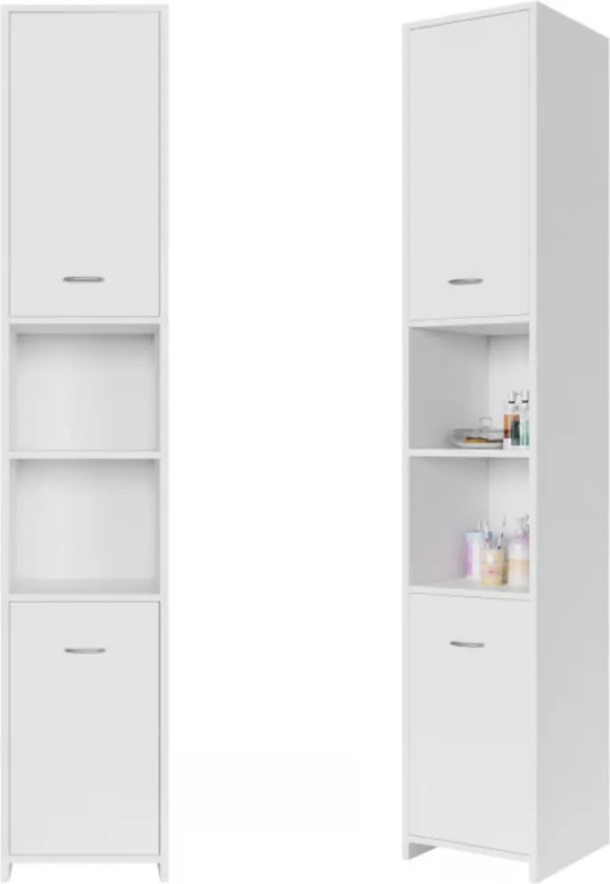 Wysoka szafka łazienkowa SILKE, 180×30×30cm, biała Casaria