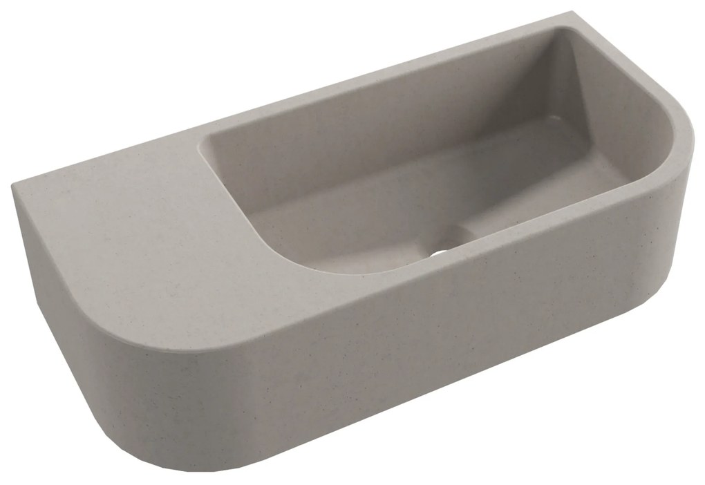 Umywalka betonowa wisząca / nablatowa półokrągła z półką bez otworu na baterię 65 x 30 cm LARMO | różne kolory : Kolor - Cappuccino, Typ montażu - podwieszana