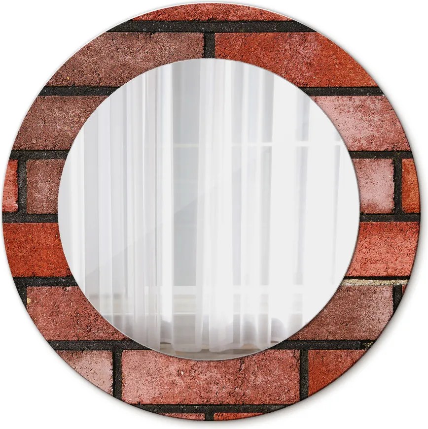 Lustro dekoracyjne okrągłe Czerwona cegła