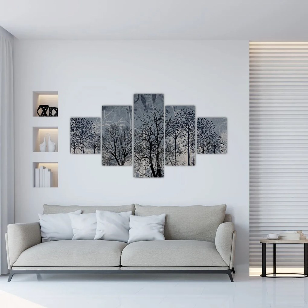 Obraz - Sylwetki drzew z liśćmi (125x70 cm)