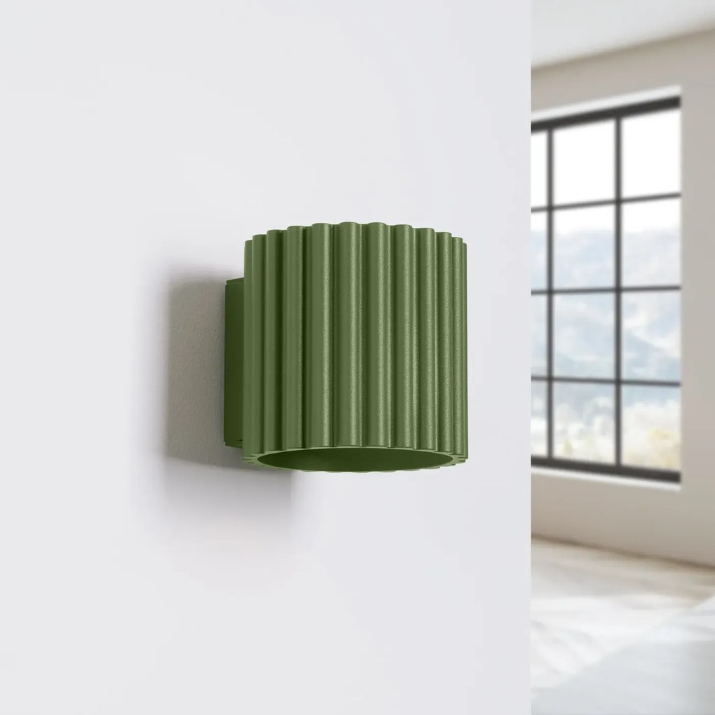 Kinkiet AURA zielony oliwkowy G9 ryflowany SOLLUX  LIGHTING