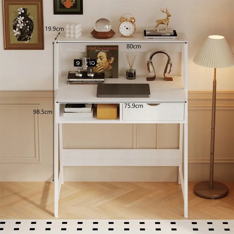 Biurko komputerowe w stylu industrialnym – białe, 81x100x50 cm