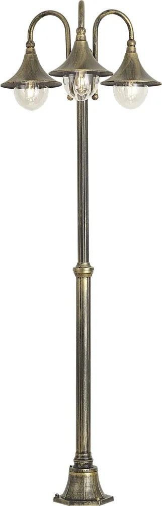 Klasyczny lampion zewnętrzny czarny ze starożytnym złotem 200 cm 3-źródła światła IP44 - Daphne