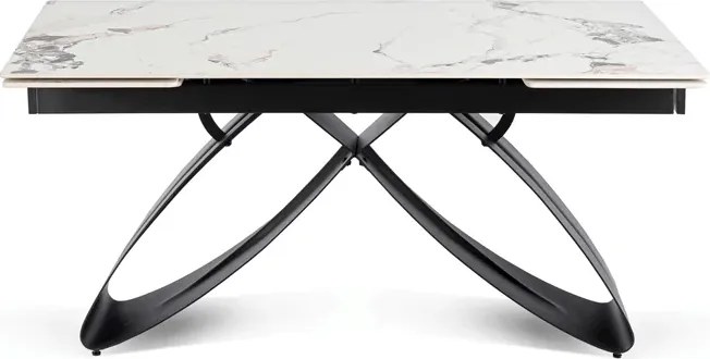 Stół Rozkładany Prostokątny LUIGI 160-240 cm Ceramiczny Biały Marmur/Czarny do Jadalni Nowoczesny