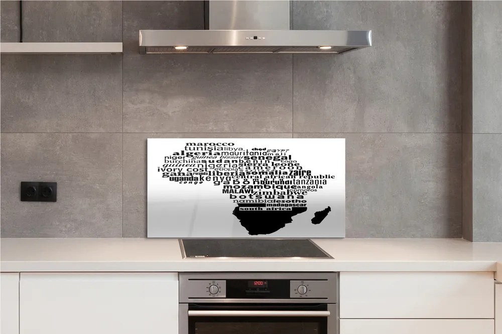 Panel szklany do Kuchni Czarno-Białe Typograficzne Napisy