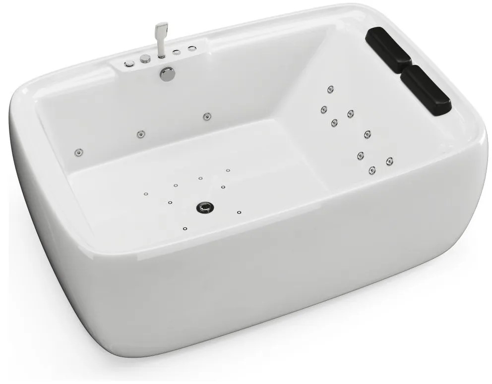 Wanna z hydromasażem biała - 2-osobowa - 390 l - 180 x 120 x 60 cm - VOLUTA