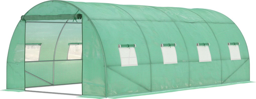 Outsunny Szklarnia Foliowa, Spacerowa Szklarnia, Tunel Foliowy, Szklarnia, Plastik, Stal, Zielona