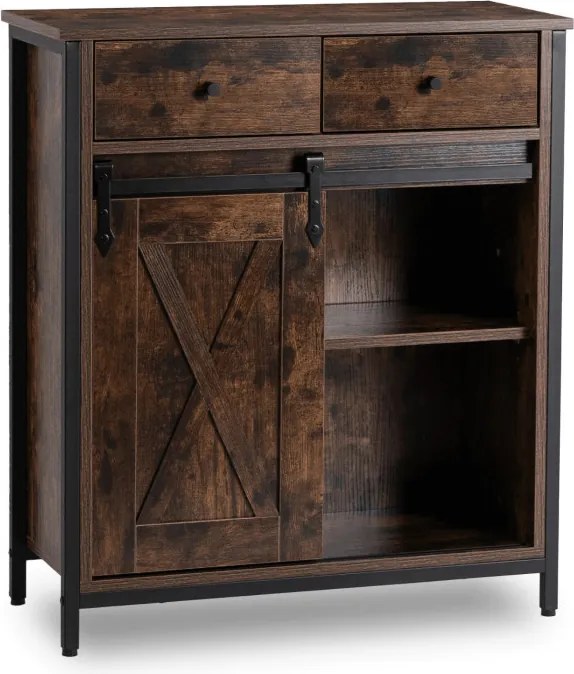 Komoda z Szufladami COLE 70 cm Dąb Rustykalny/Czarny Loftowa