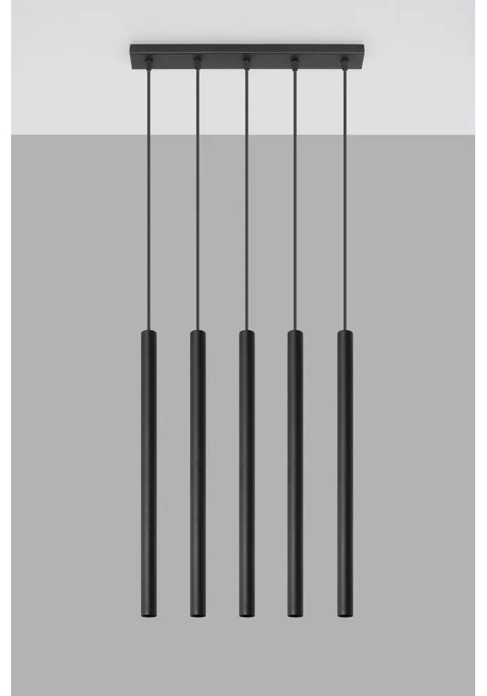 Czarna lampa wisząca Sollux Fideus, dł. 45 cm