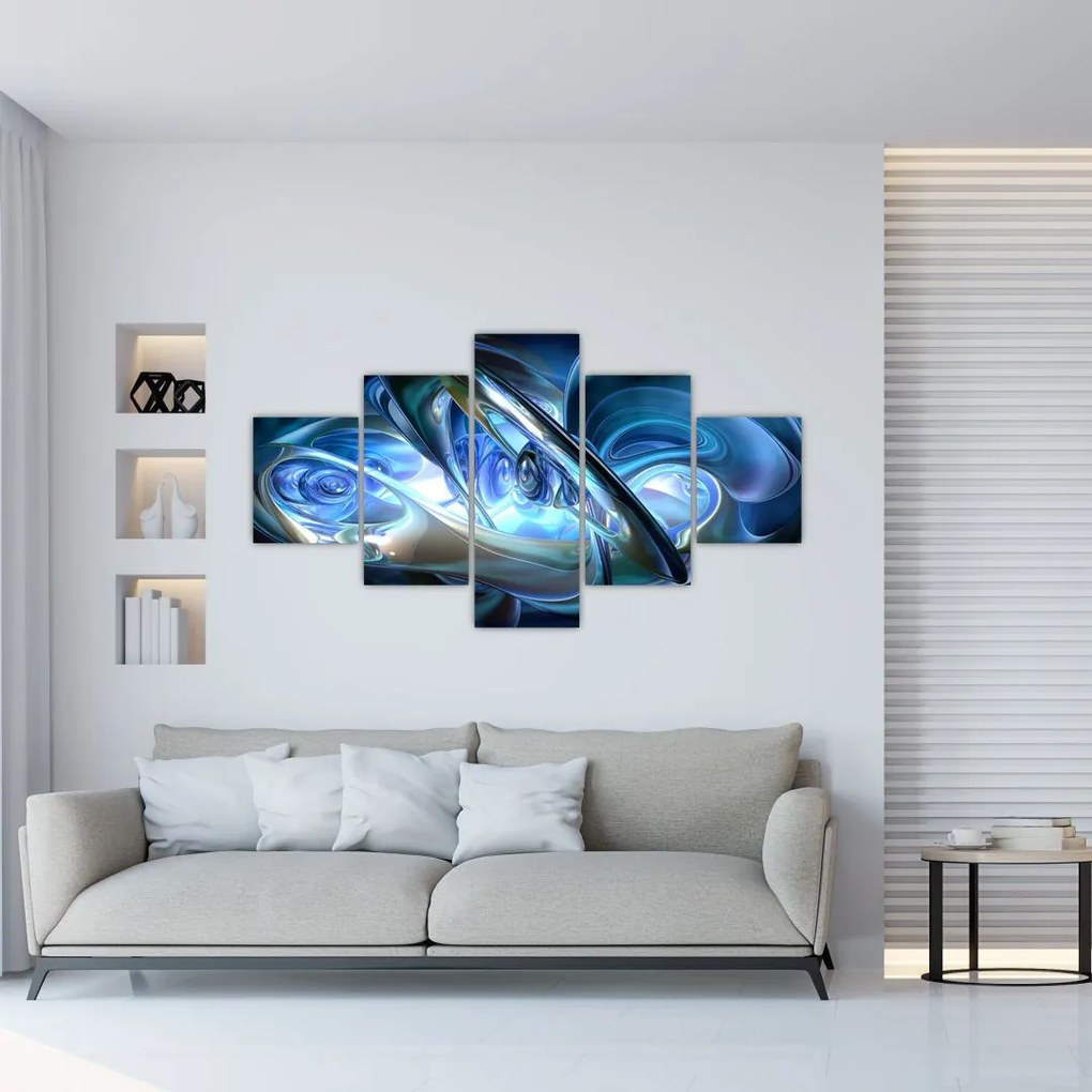 Obraz niebieskich fraktali (125x70 cm)