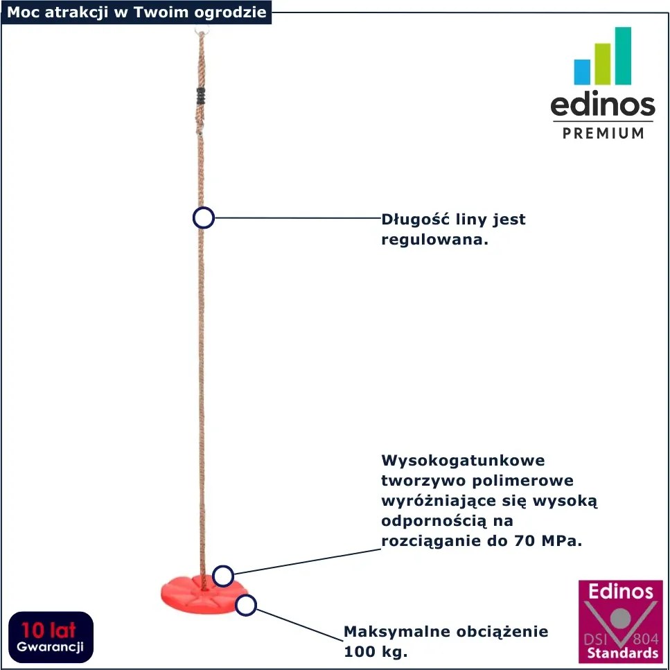 Czerwona huśtawka wisząca typu dysk dla dzieci P2-H71