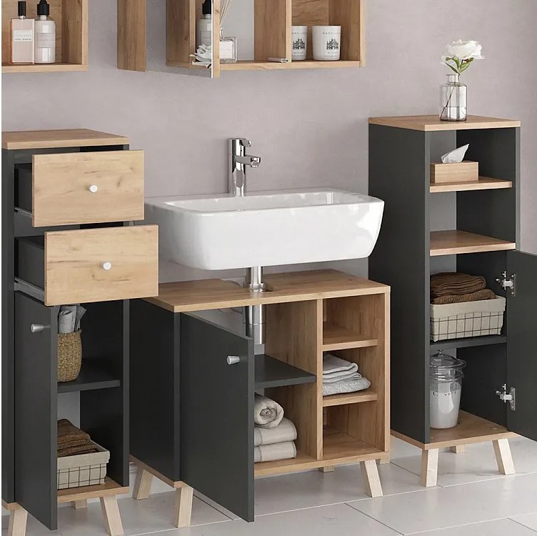 Zestaw mebli łazienkowych antracyt 62x32x54 senyo