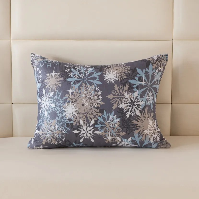 Poszewka na poduszkę z mikrofibry SNOWFLAKE 70x90 cm, niebieskoszara