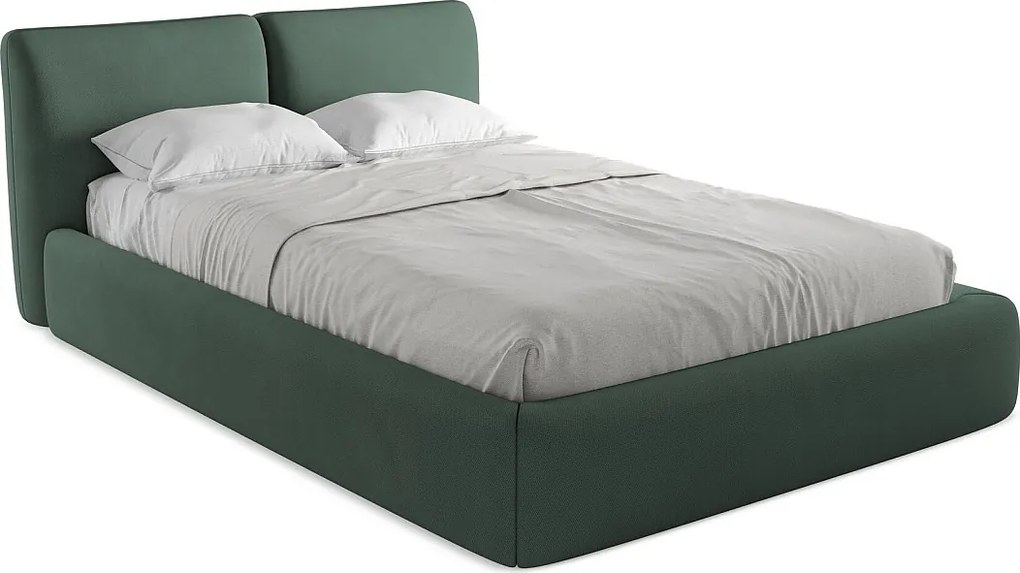 Łóżko 160 x 228 - z tkaniny szenilowej - zielony - HOKU