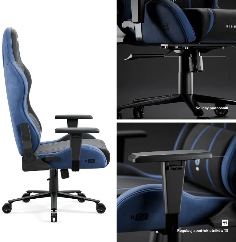 Fotel gamingowy materiałowy Diablo X-One 2.0 Normal Size, kolor night blue