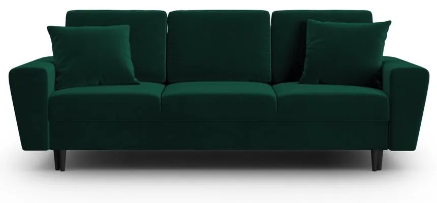 Zielona aksamitna rozkładana/ze schowkiem sofa 235 cm Kyoto – Cosmopolitan Design