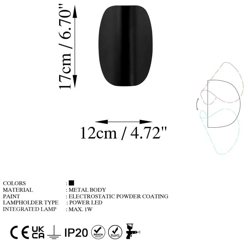 Czarny kinkiet LED Heybe – Opviq lights