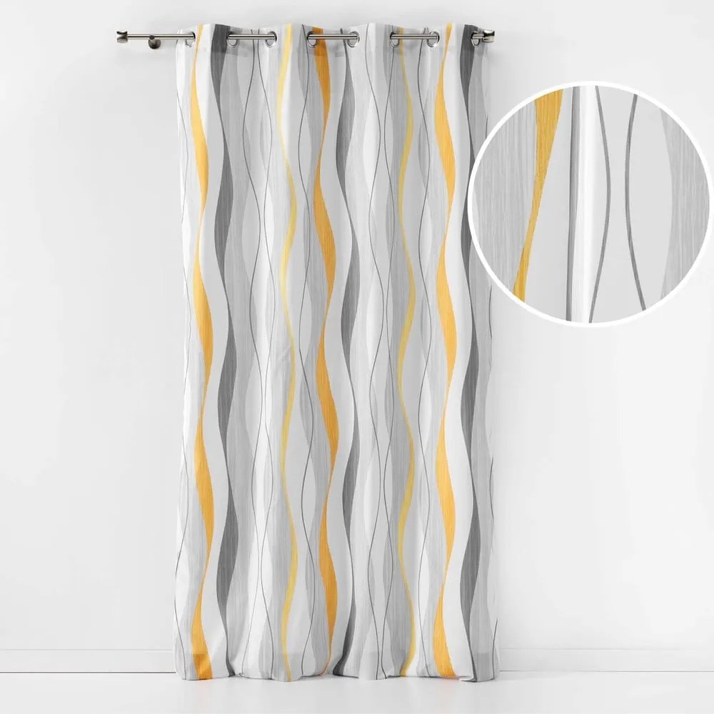 Żółto-biała zasłona 140x260 cm Ondulys – douceur d'intérieur
