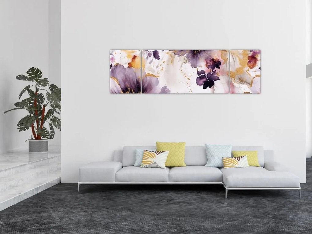Obraz - Kwiaty akwarelowe (170x50 cm)