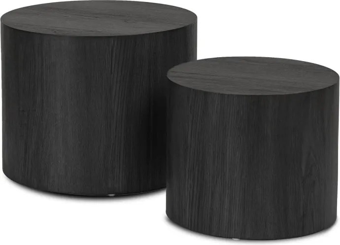 Zestaw Stolików Kawowych LEILA 38 cm/48 cm Czarny Loft