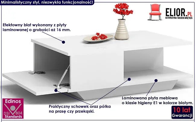 Nowoczesny biały lakierowany stolik - Sensa