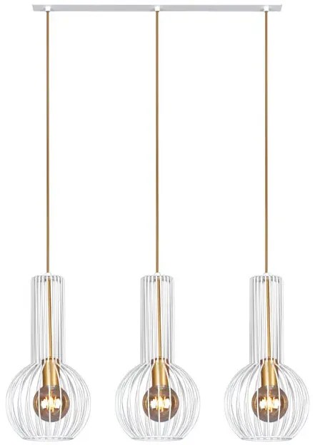 Biało-złota druciana lampa wisząca nad wyspę - S135 K7-T28