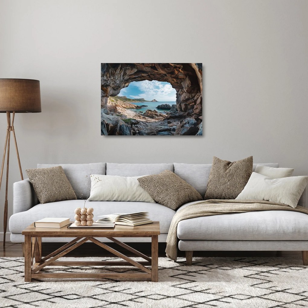 Obraz na szkle - Jaskinia przy morzu (70x50 cm)