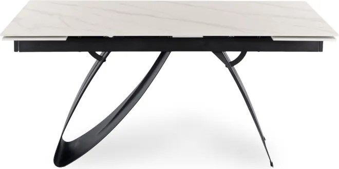Stół Rozkładany Prostokątny DEVON 160-220 cm Ceramiczny Biały Marmur/Czarny Nowoczesny