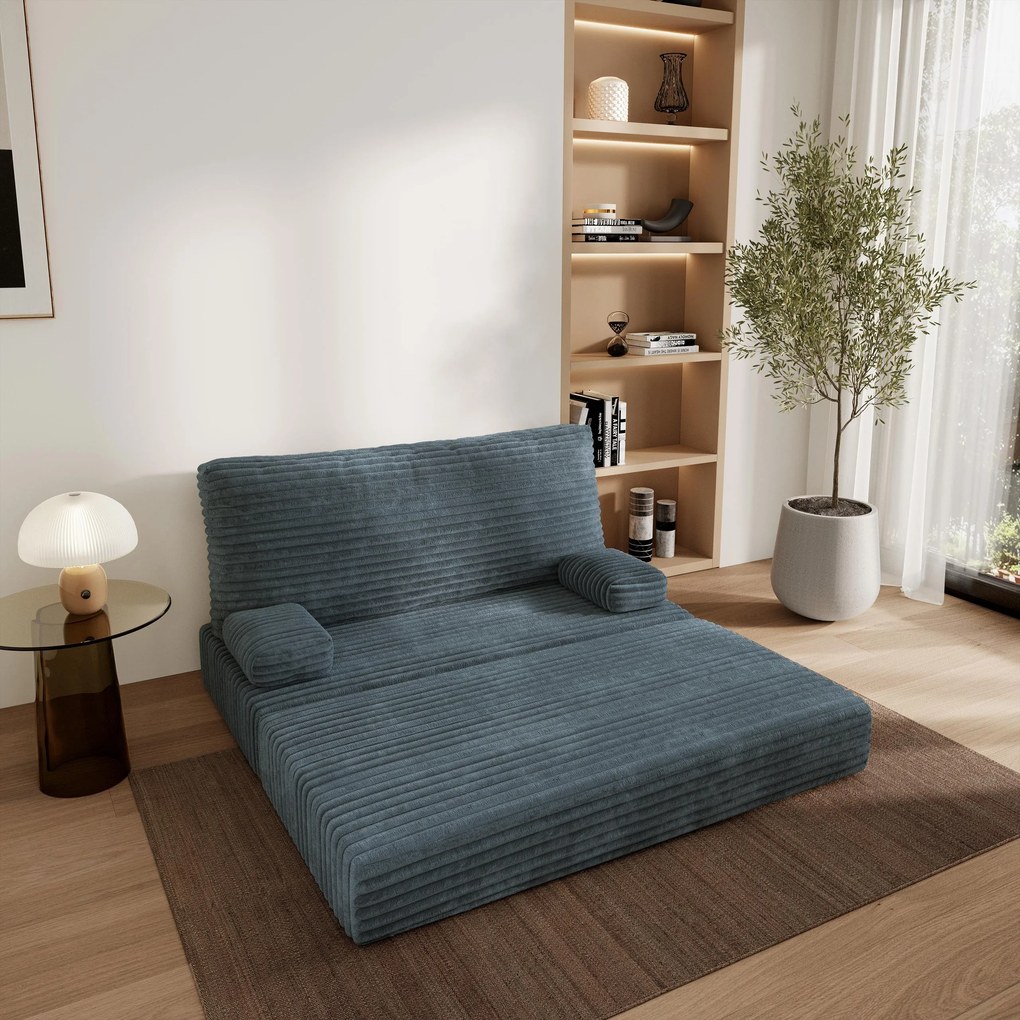 Masseno Sofa piankowa LADIA z funkcją spania, Kanapa z pianki do salonu, Bezmontażowa, Tkanina sztruksowa – Szary TILIA 85