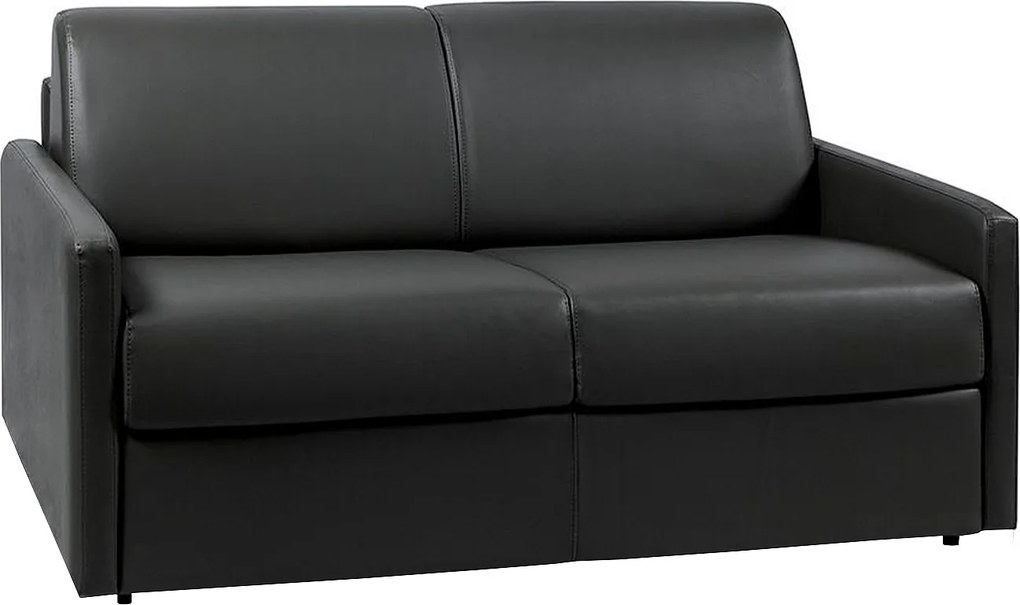 Kanapa 2-osobowa z ekspresowym mechanizmem rozkładania z ekoskóry CALIFE - Kolor: czarny - Miejsce do spania: 120 cm - Materac 18 cm