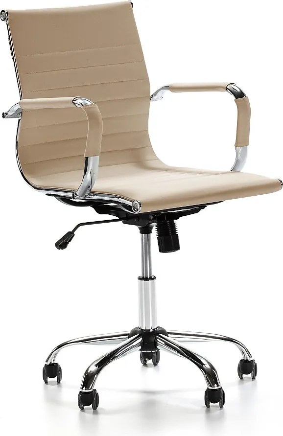 Fotel biurowy Croma z regulacją położenia w kolorze taupe, z ekoskóry.