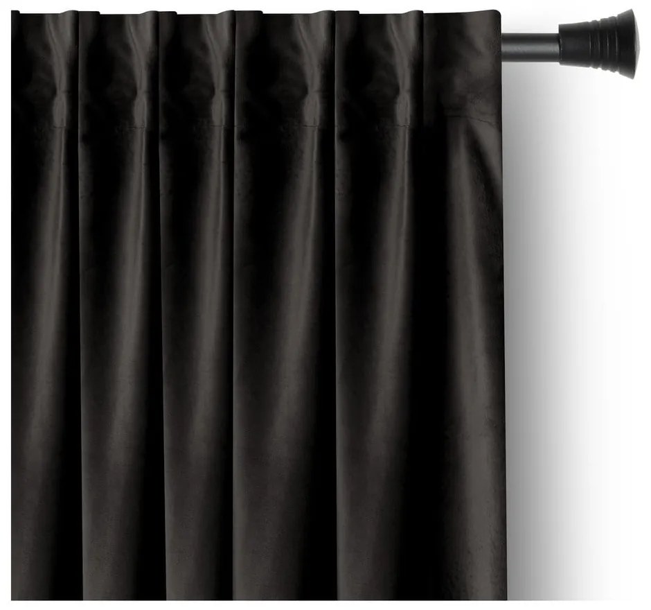 Czarna aksamitna zasłona częściowo zaciemniająca (dimout) 140x245 cm Pleat – Restilo